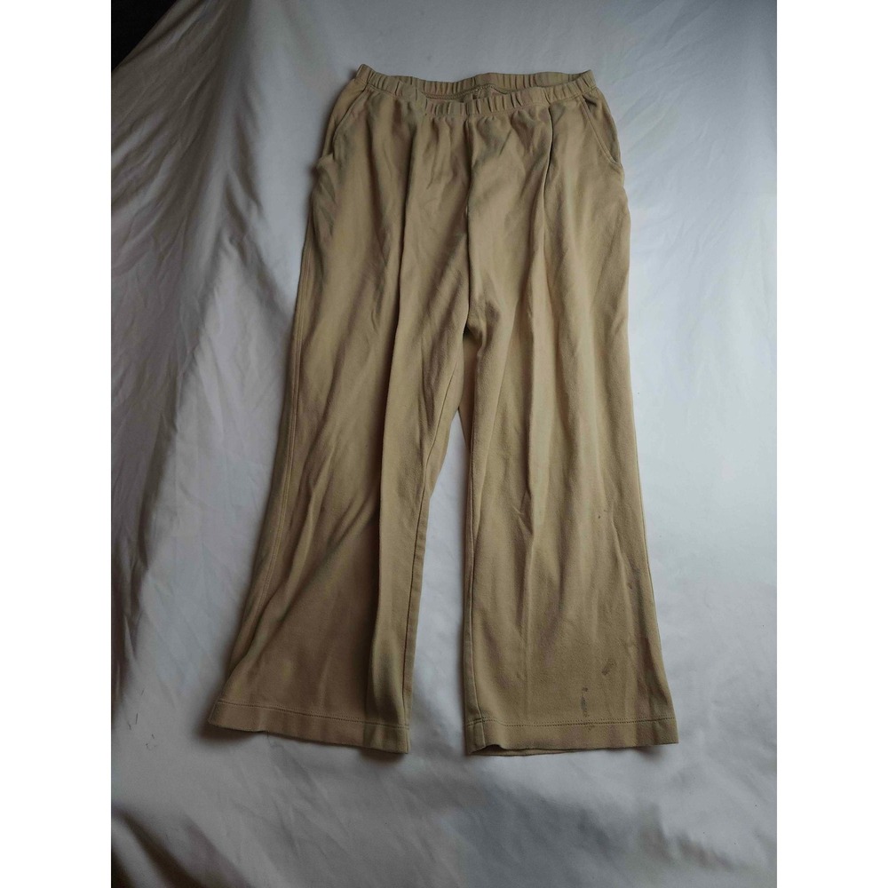 Lands‎ End Womens Tan Khaki Knit Elastic Waist Straight Leg Pants Size M 10-12